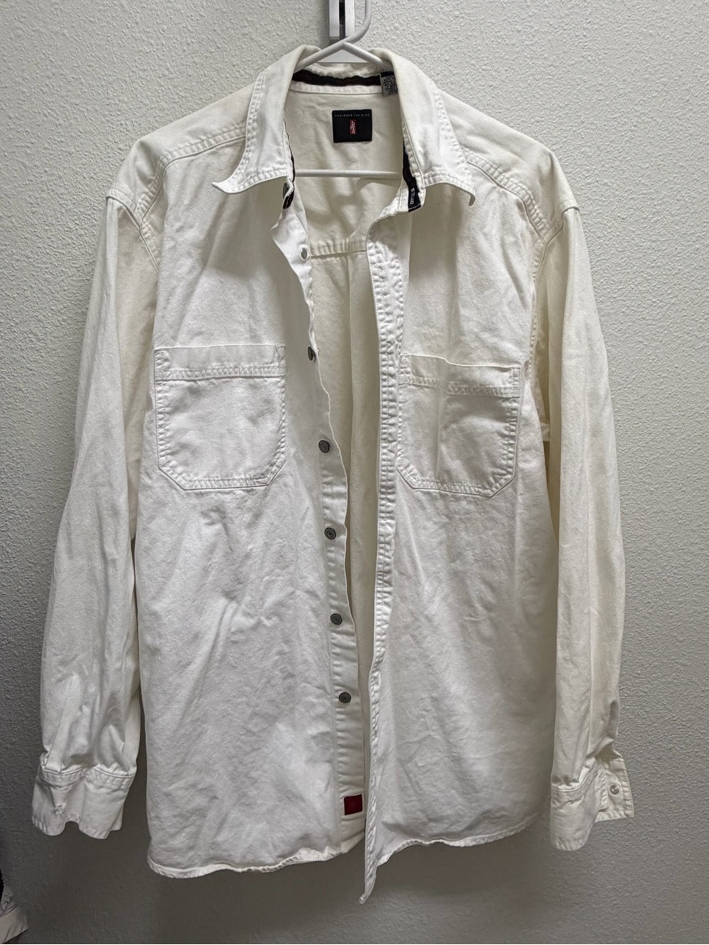 Vintage 90s Levi's Red Tab White Denim Shirt Mens M Long Sleeve Button Down